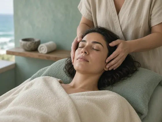Concept image of a client relaxing during a scalp massage